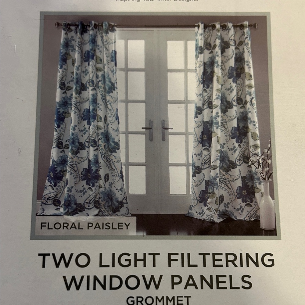 Elegant Blue Floral Window Drapes